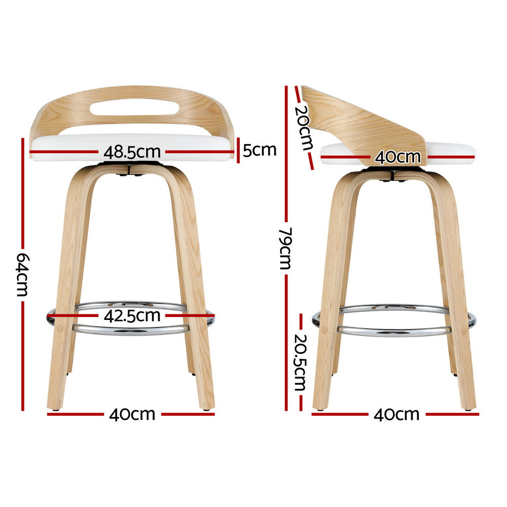 Artiss 4x Bar Stools Swivel Dining Chairs Low Back Counter Seat PU Cushion-1