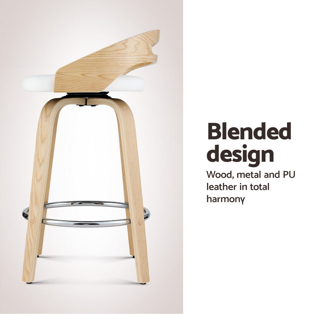 Artiss 4x Bar Stools Swivel Dining Chairs Low Back Counter Seat PU Cushion-5