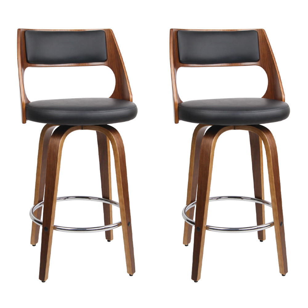 Artiss 2x Bar Stools Swivel Leather Chair 65cm-0