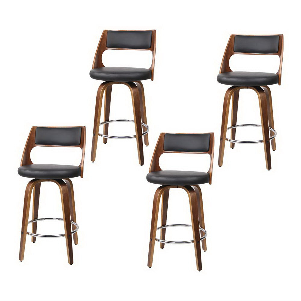 Artiss 4x Bar Stools Swivel Leather Chair 65cm-0