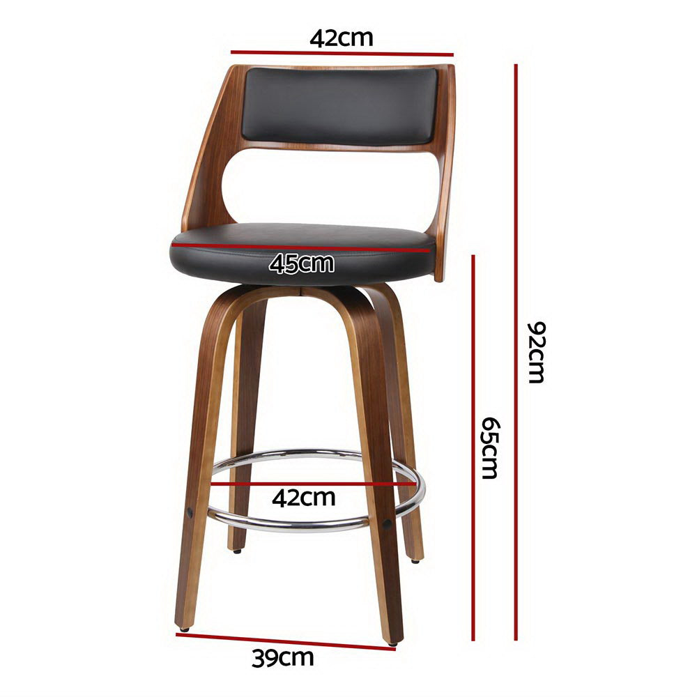 Artiss 4x Bar Stools Swivel Leather Chair 65cm-1