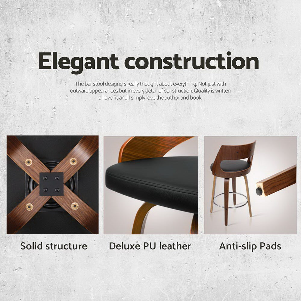 Artiss 4x Bar Stools Swivel Leather Chair 65cm-5