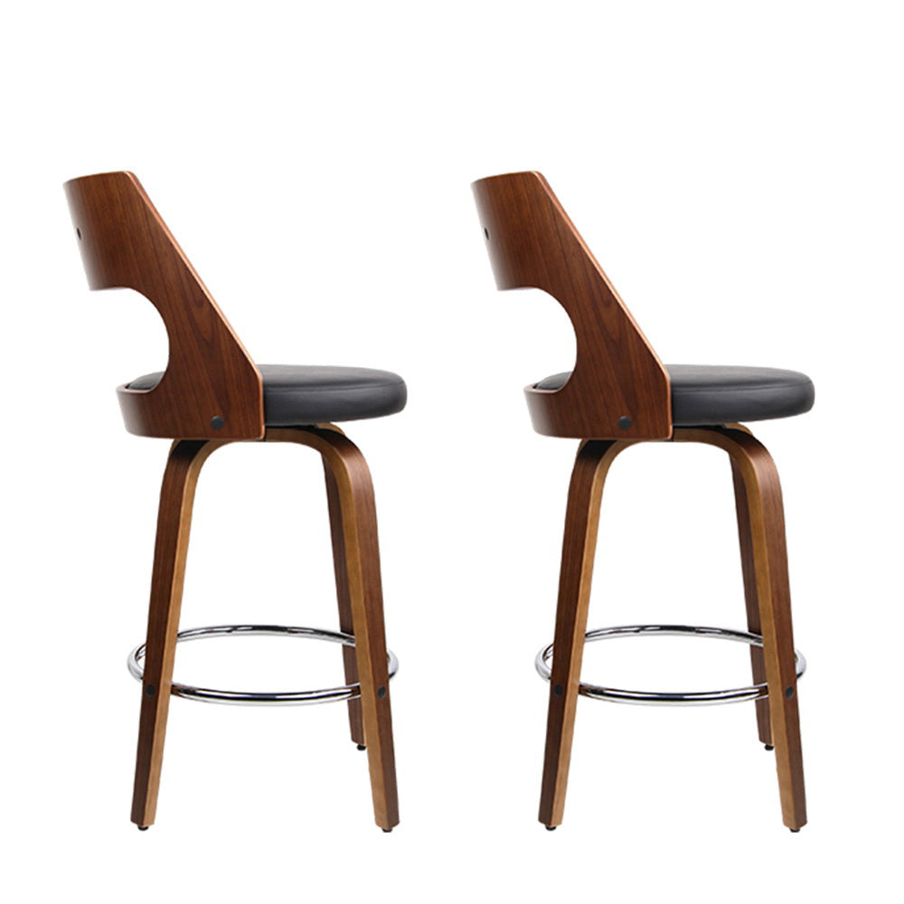 Artiss 2x Bar Stools Swivel Leather Chair 76cm-2