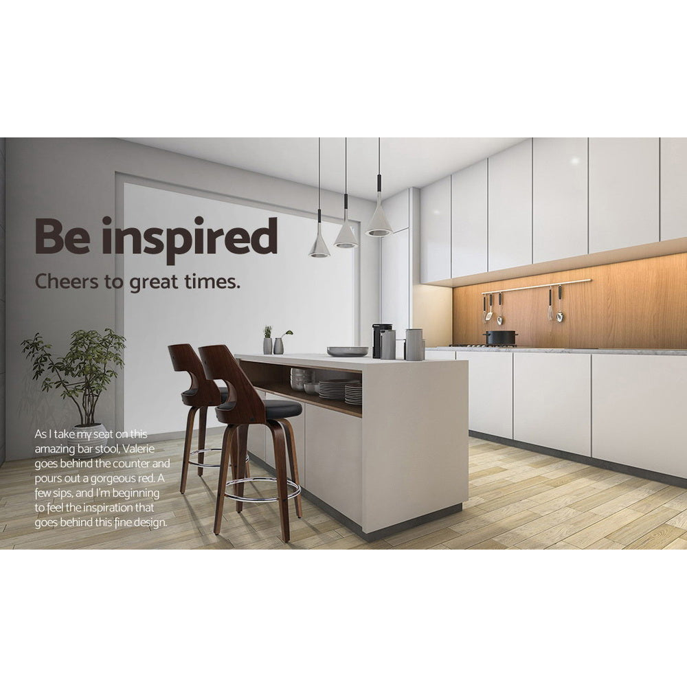 Artiss 2x Bar Stools Swivel Leather Chair 76cm-3