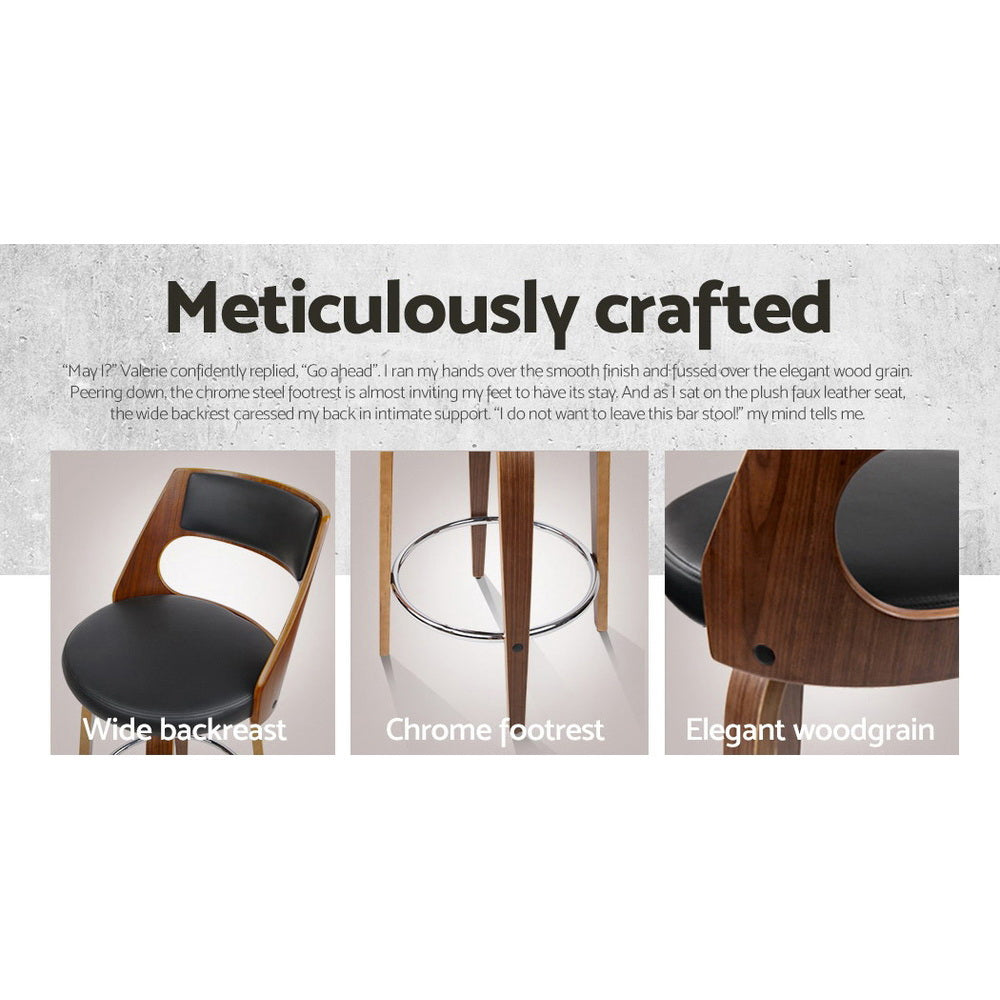 Artiss 2x Bar Stools Swivel Leather Chair 76cm-4
