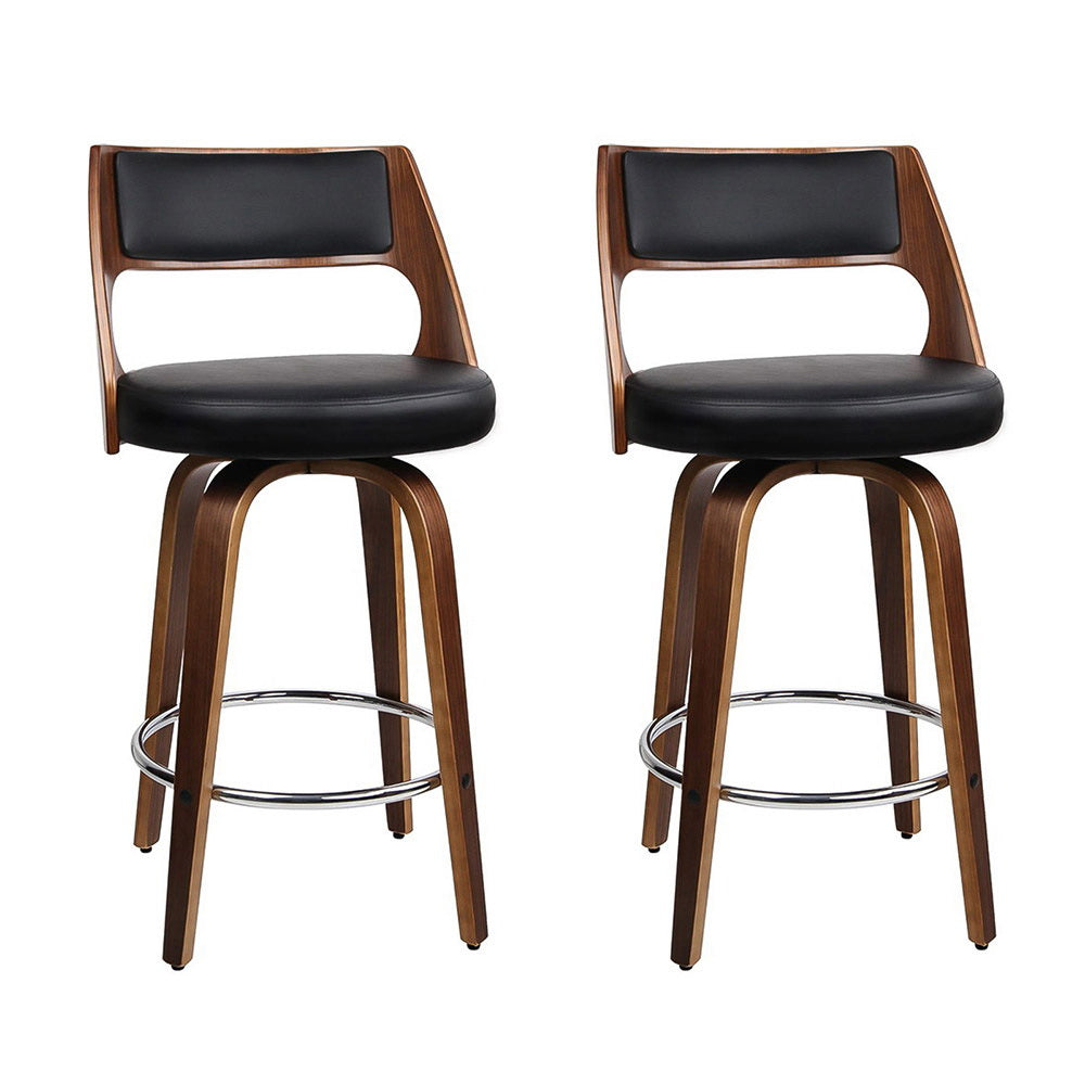 Artiss 2x Bar Stools Swivel Leather Chair 76cm-7