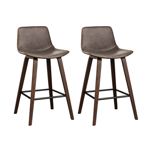 Artiss Bar Stools Kitchen Counter Barstools Leather Wooden Chairs x2-0