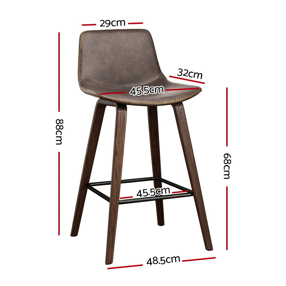 Artiss Bar Stools Kitchen Counter Barstools Leather Wooden Chairs x2-1