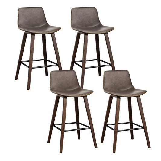 Artiss 4x Bar Stools Vintage Leather Wooden-0