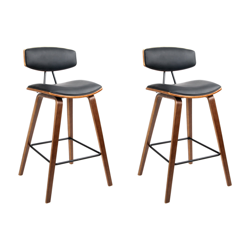 Artiss 2x Bar Stools Leather Padded w/Backrest-0