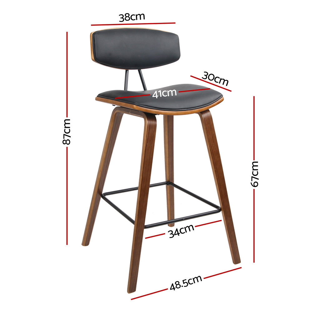 Artiss 2x Bar Stools Leather Padded w/Backrest-1