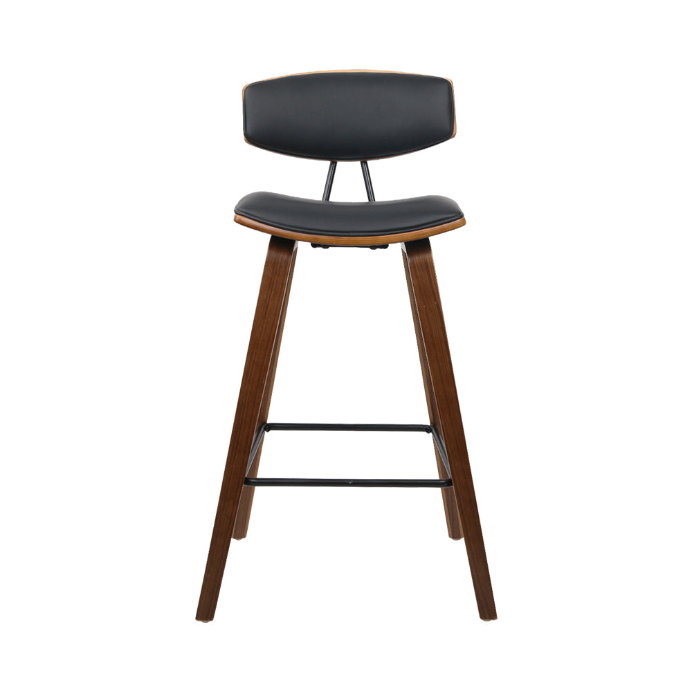 Artiss 2x Bar Stools Leather Padded w/Backrest-2