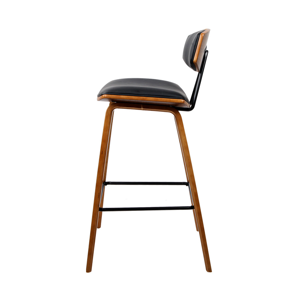 Artiss 2x Bar Stools Leather Padded w/Backrest-3