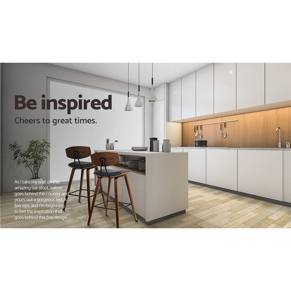 Artiss 2x Bar Stools Leather Padded w/Backrest-4