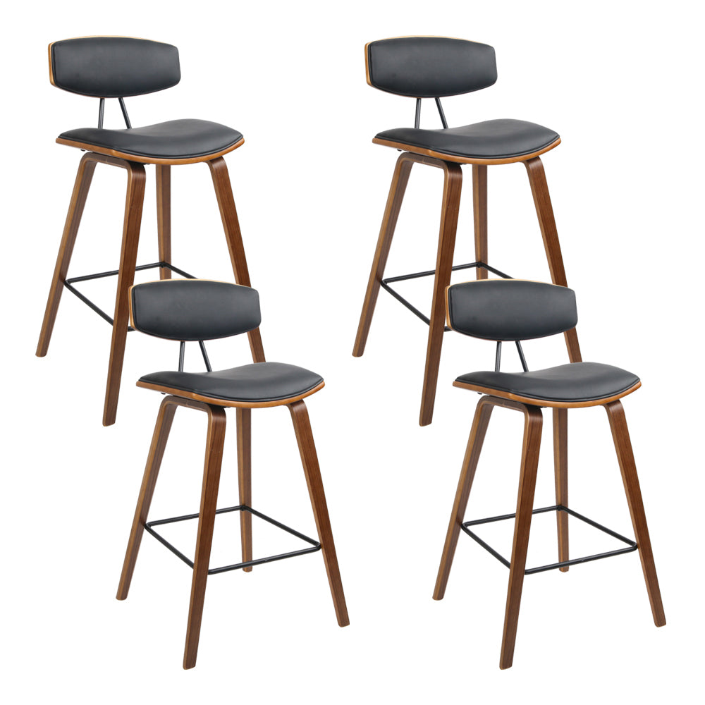 Artiss 4x Bar Stools Leather Padded w/Backrest-0