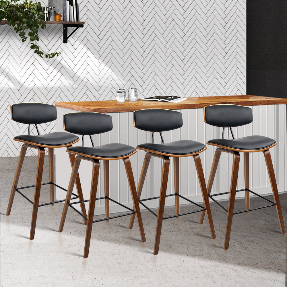 Artiss 4x Bar Stools Leather Padded w/Backrest-7