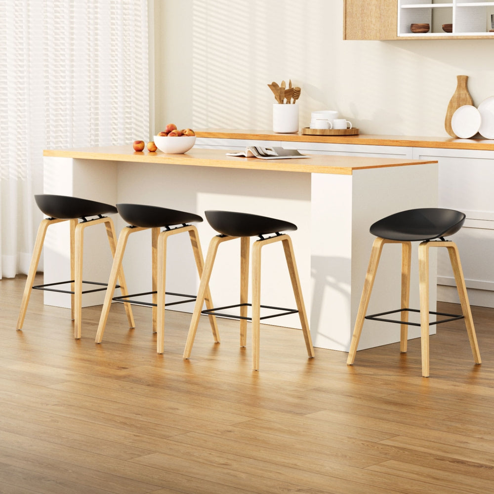 4x Artiss Bar Stools Kitchen Counter Stool Dining Chairs Wooden Black-6