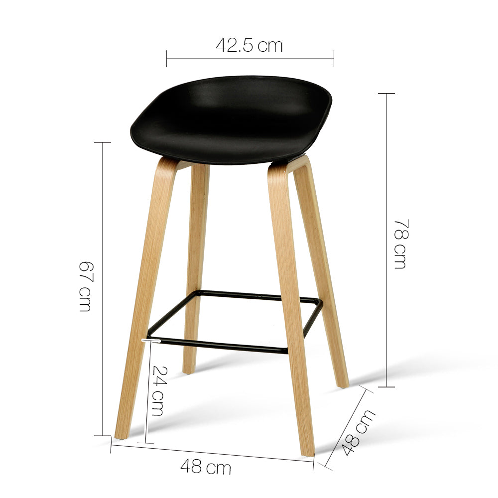 4x Artiss Bar Stools Kitchen Counter Stool Dining Chairs Wooden Black-1