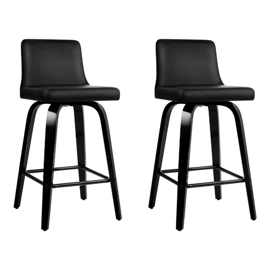 Artiss Bar Stools Kitchen Leather Barstools Swivel Wooden Chairs X2-0