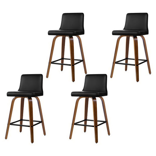 Artiss 4x Bar Stools Swivel Leather Padded Wooden-0