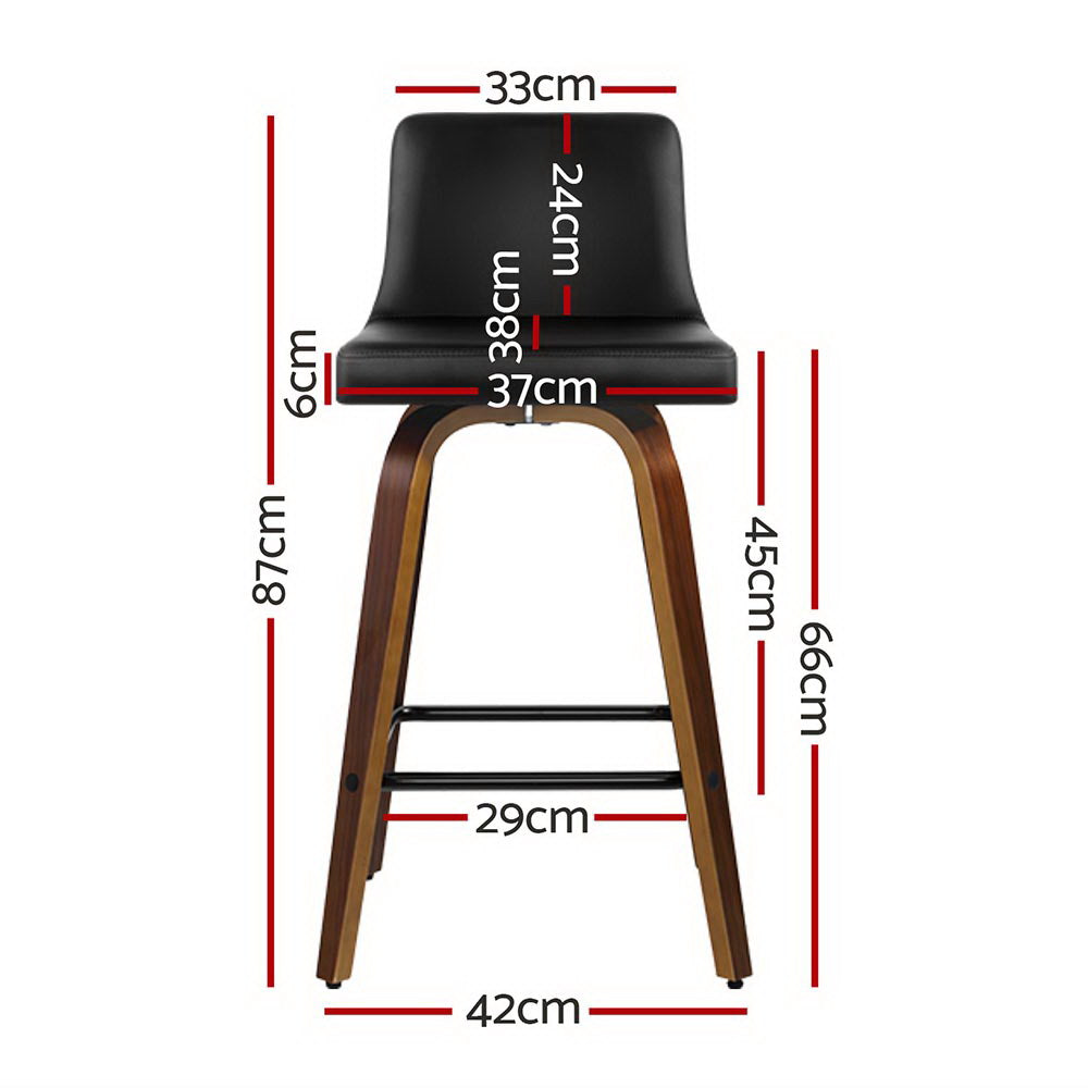 Artiss 4x Bar Stools Swivel Leather Padded Wooden-1