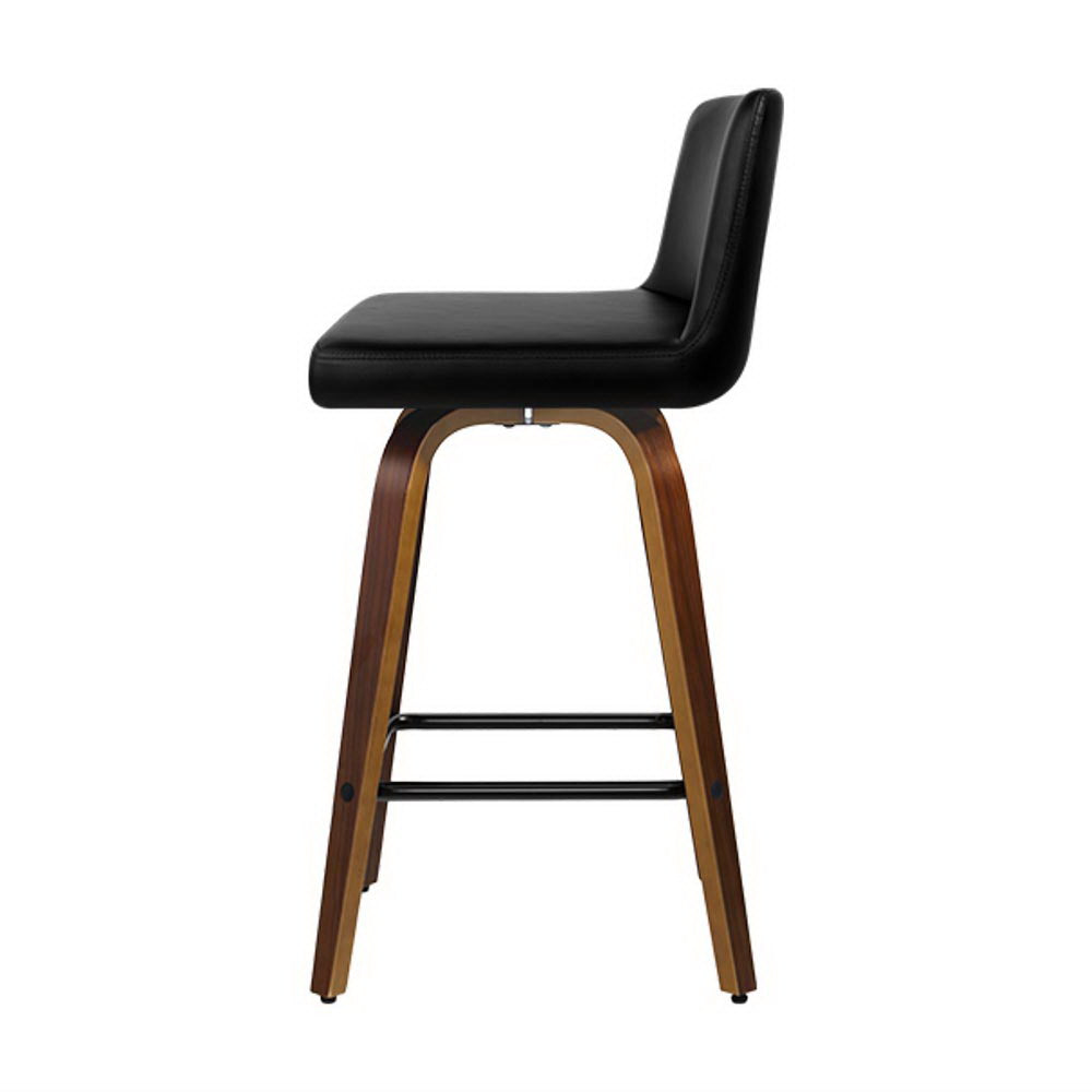 Artiss 4x Bar Stools Swivel Leather Padded Wooden-2