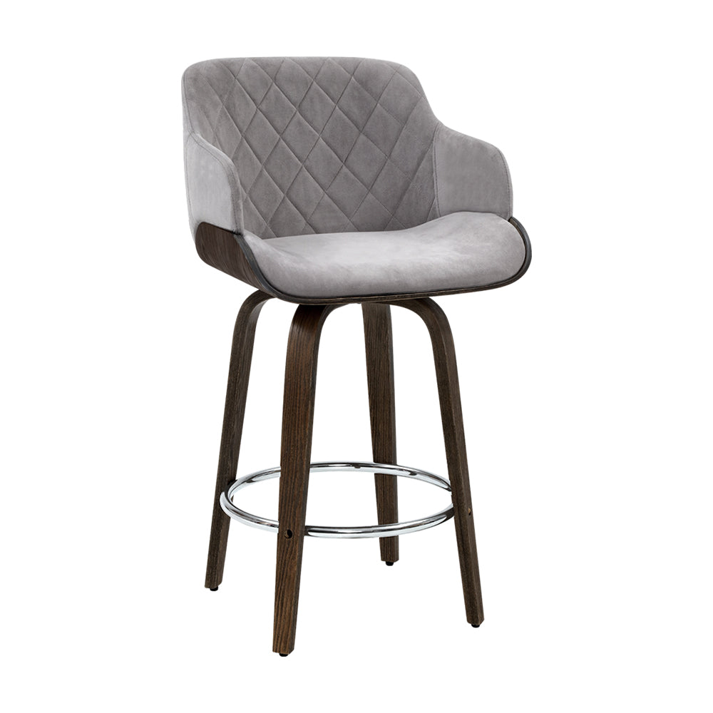 Artiss Bar Stools Swivel Velvet Padded Wooden-0