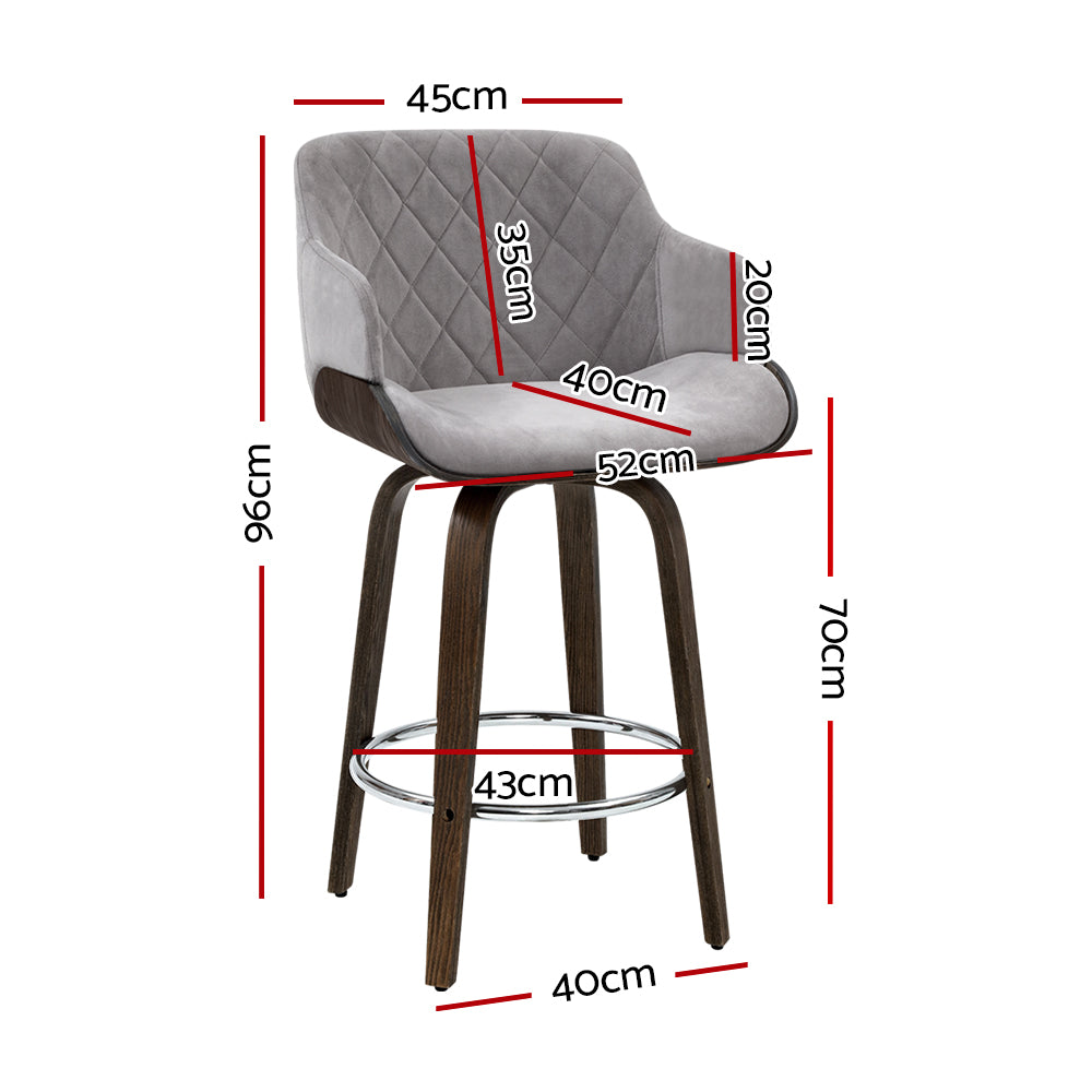 Artiss Bar Stools Swivel Velvet Padded Wooden-1