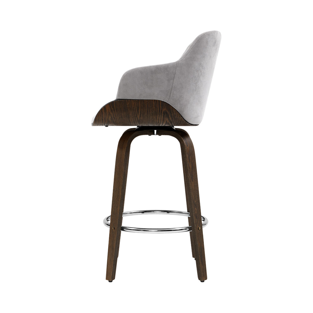 Artiss Bar Stools Swivel Velvet Padded Wooden-3