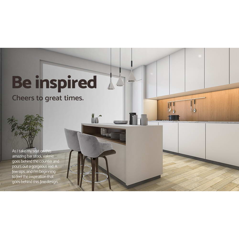 Artiss 2x Bar Stools Swivel Velvet Padded Wooden-5