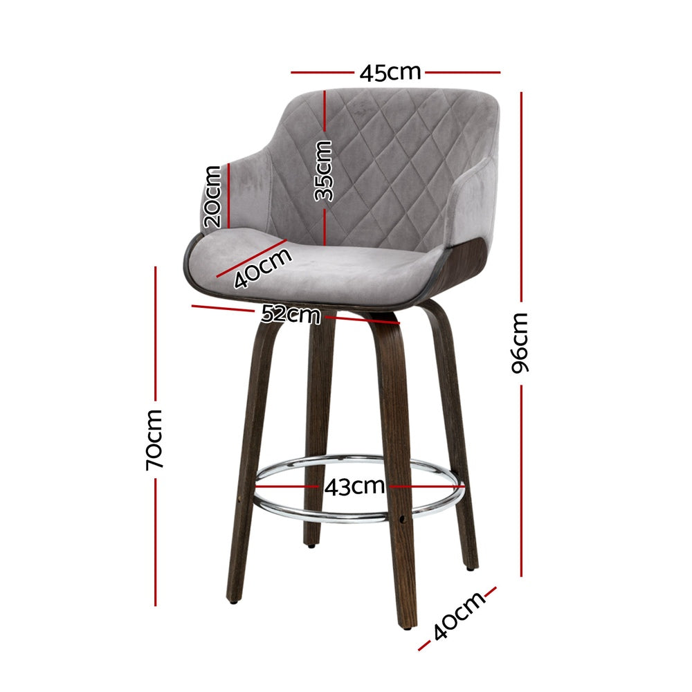 Artiss 4x Bar Stools Swivel Velvet Padded Wooden-1