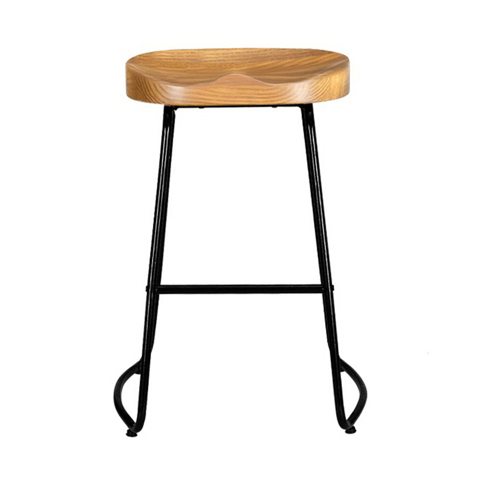 Artiss 2x Bar Stools Tractor Seat 65cm Wooden-2