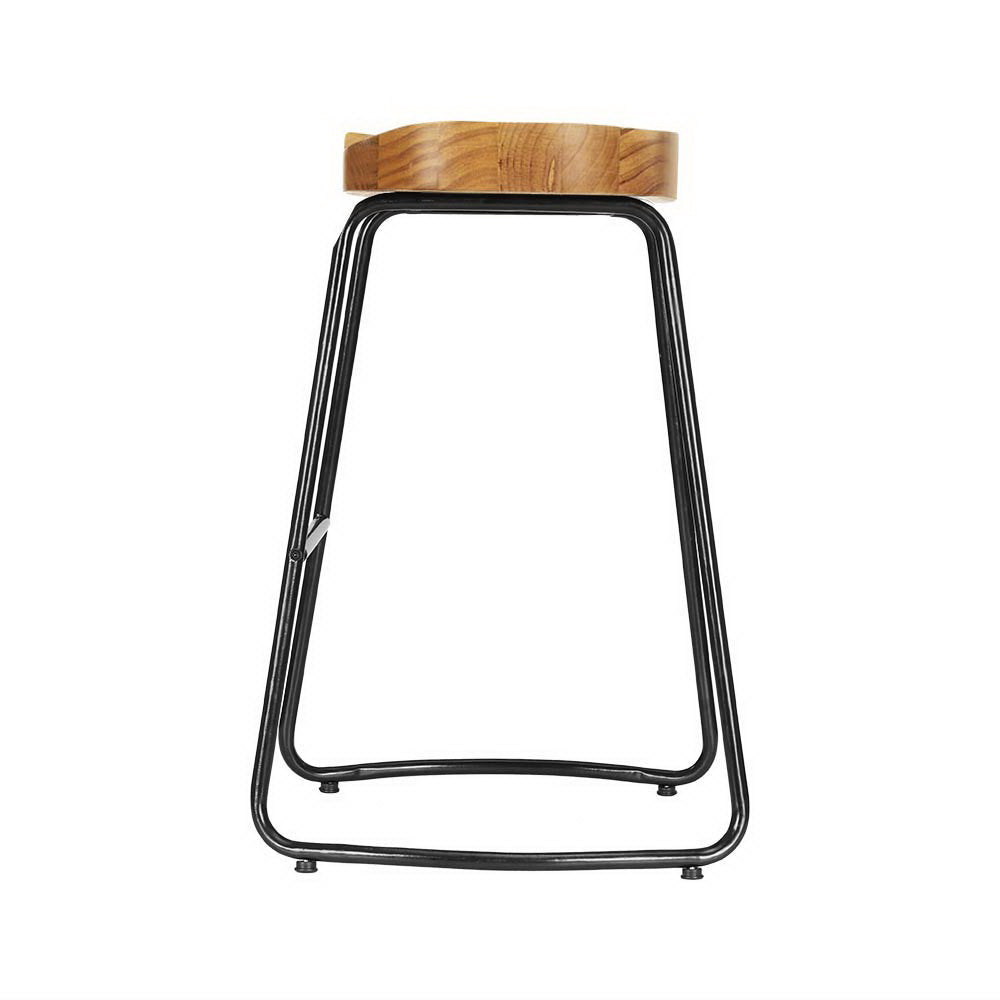 Artiss 2x Bar Stools Tractor Seat 65cm Wooden-3