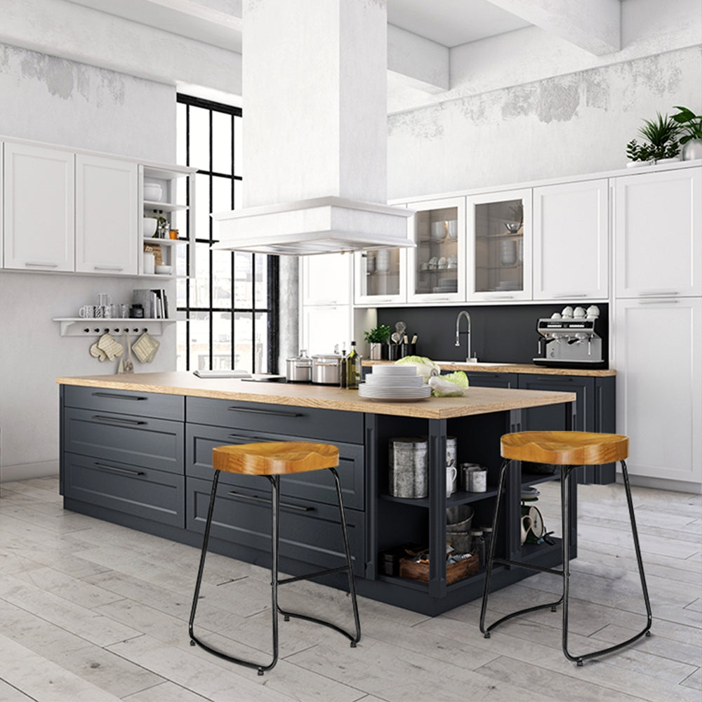 Artiss 2x Bar Stools Tractor Seat 65cm Wooden-3