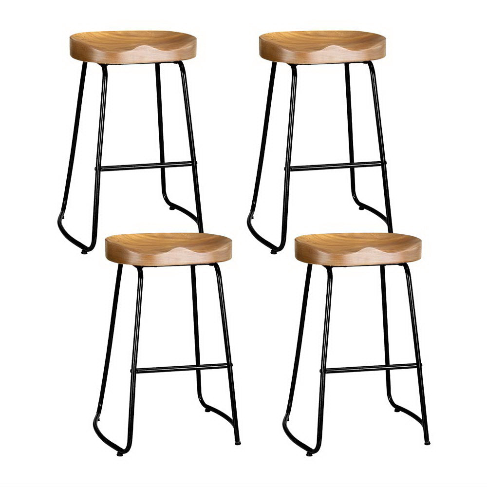 Artiss 4x Bar Stools Tractor Seat 65cm Wooden-7