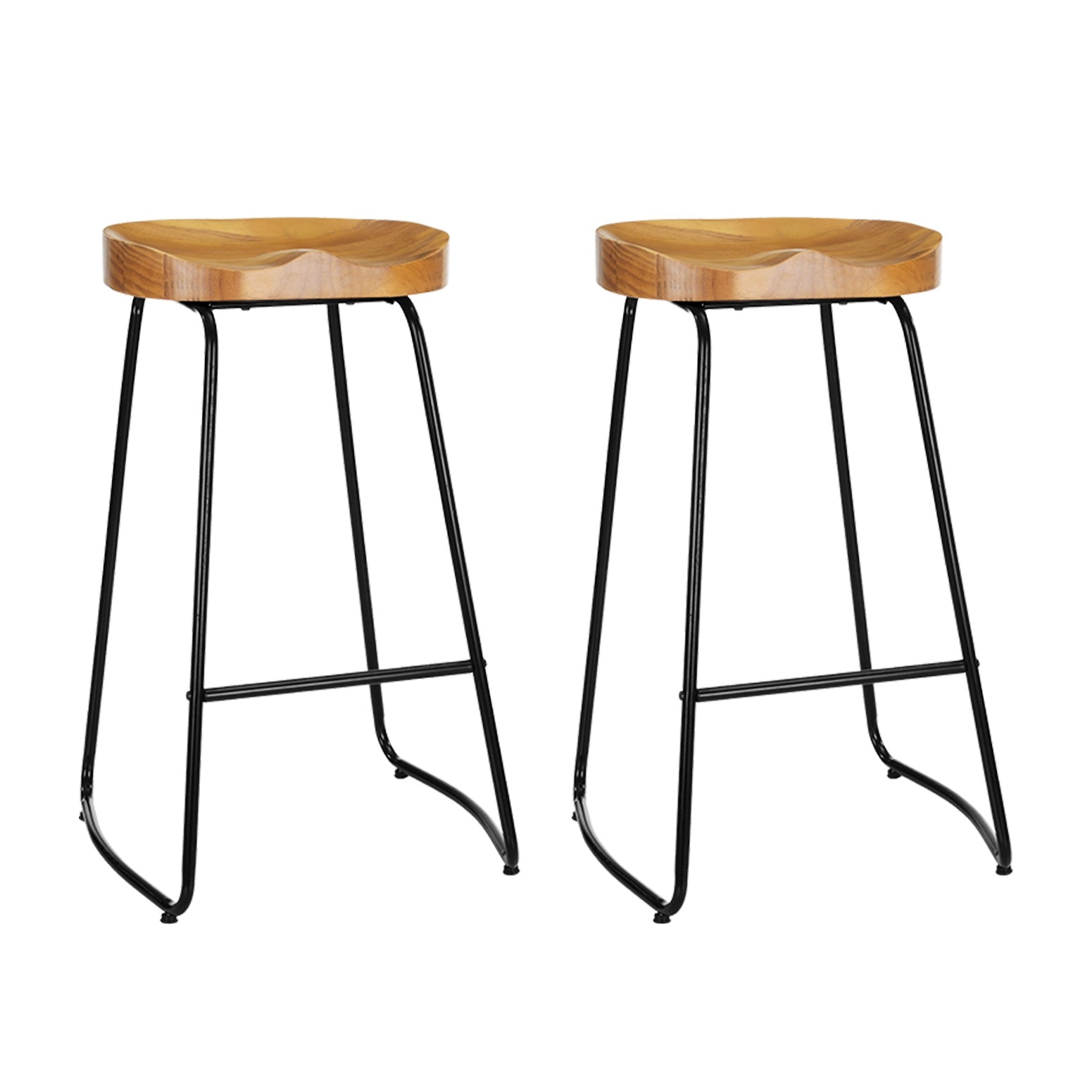 Artiss 2x Bar Stools Tractor Seat 75cm Wooden-0