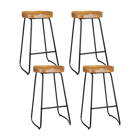 Artiss 4x Bar Stools Tractor Seat 75cm Wooden-0