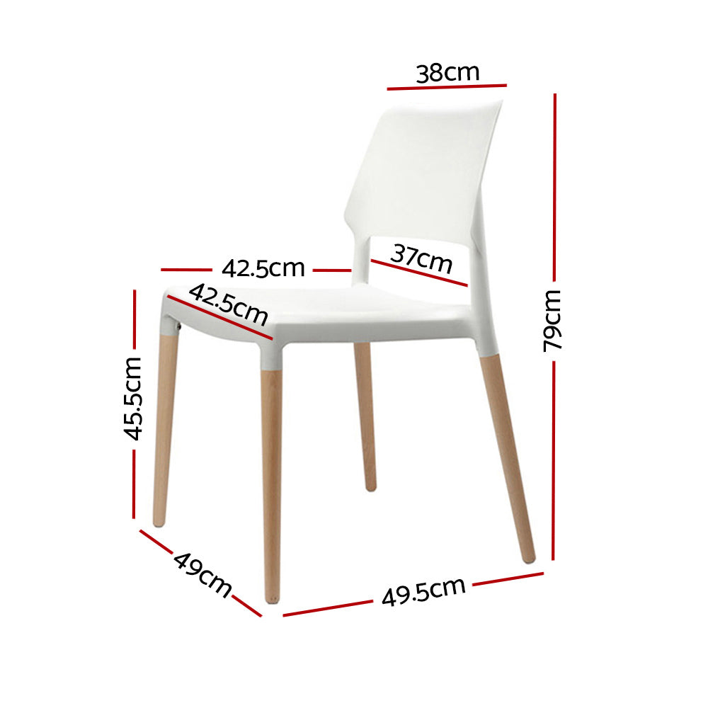 Artiss Dining Chairs Set of 4 Plastic Wooden Stackable White-1