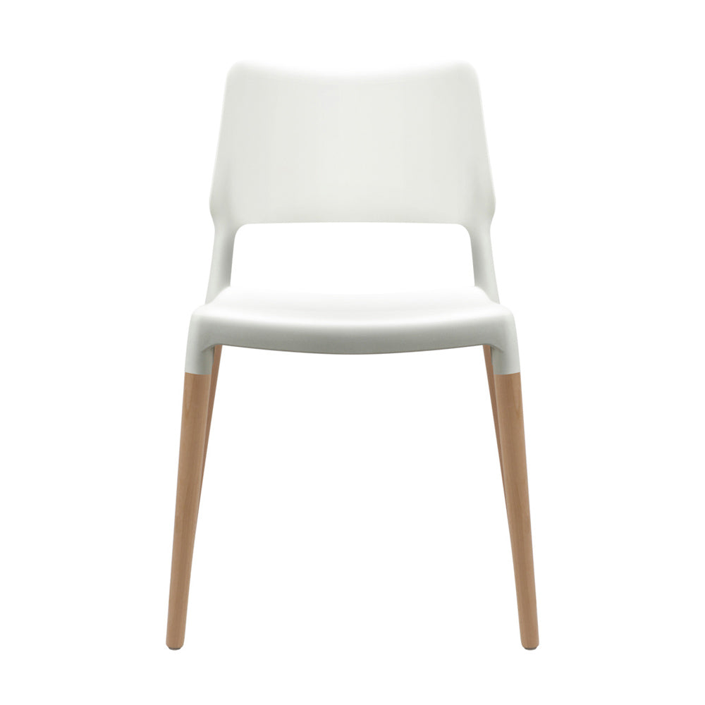 Artiss Dining Chairs Set of 4 Plastic Wooden Stackable White-2