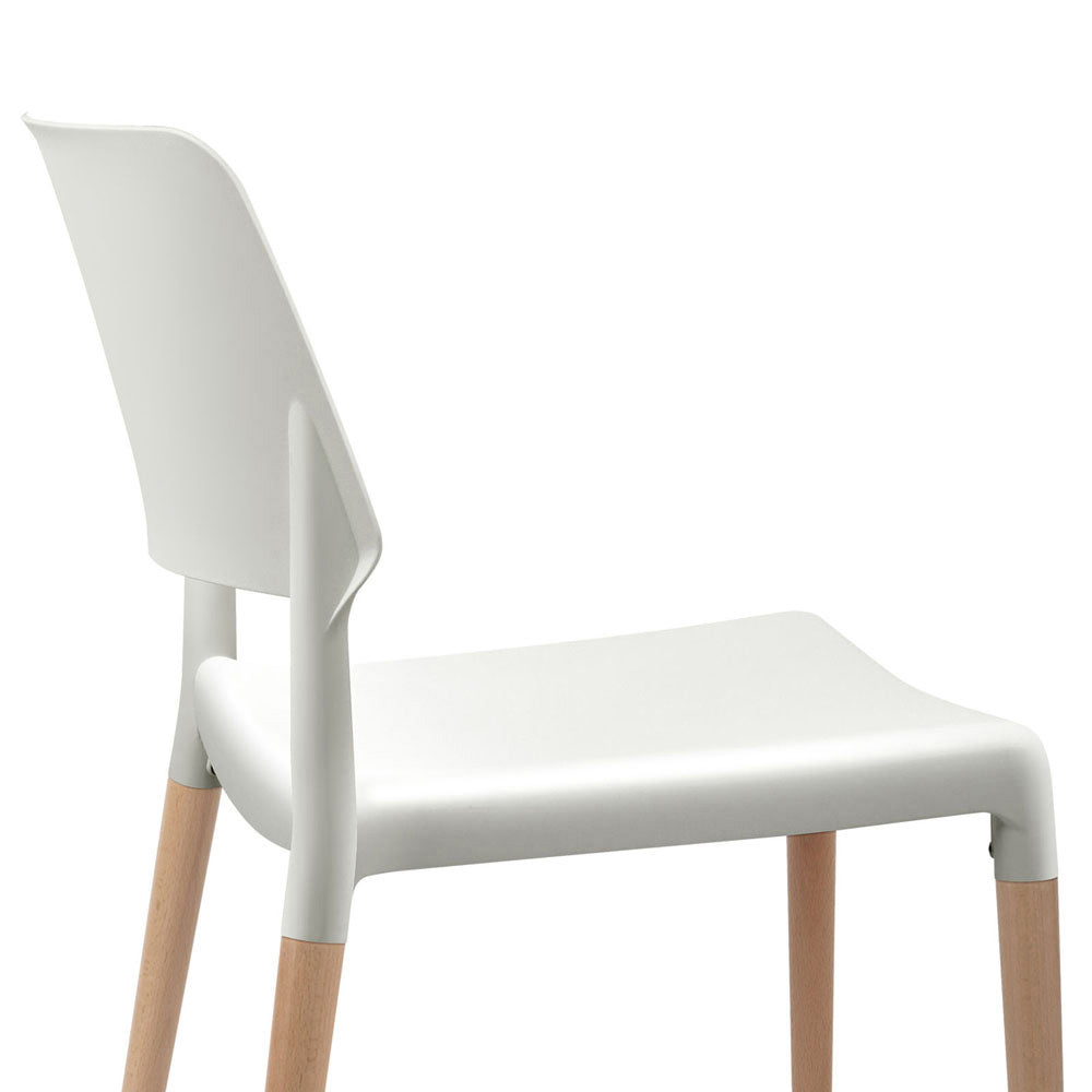 Artiss Dining Chairs Set of 4 Plastic Wooden Stackable White-4