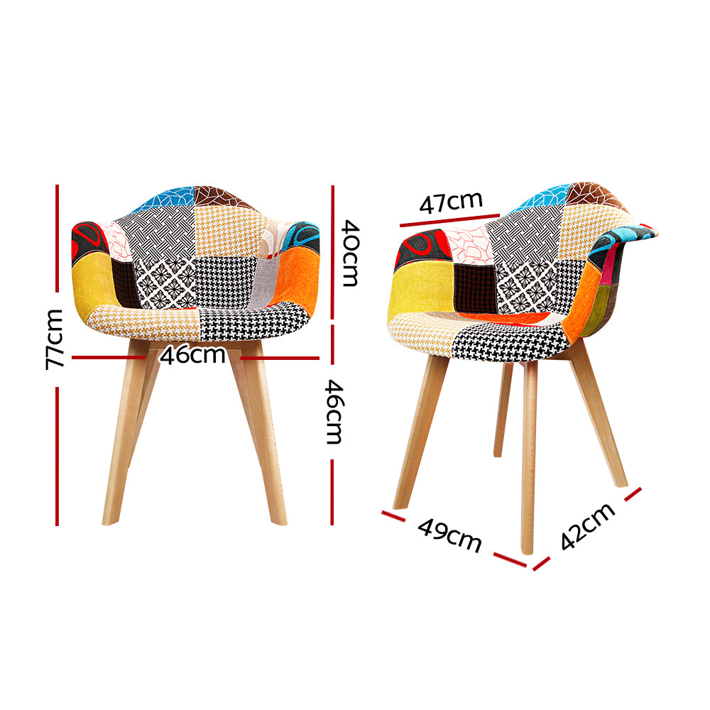 Artiss Dining Chairs Set of 2 Fabric Retro Replica DSW-1