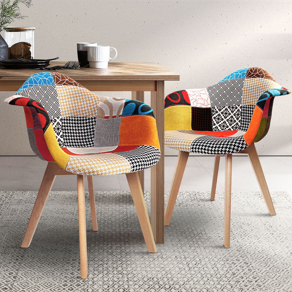 Artiss Dining Chairs Set of 2 Fabric Retro Replica DSW-7