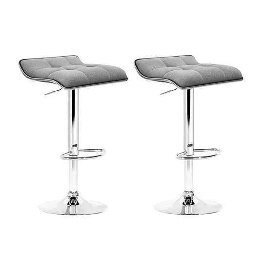 Artiss 2x Bar Stools Linen Padded Gas Lift-0