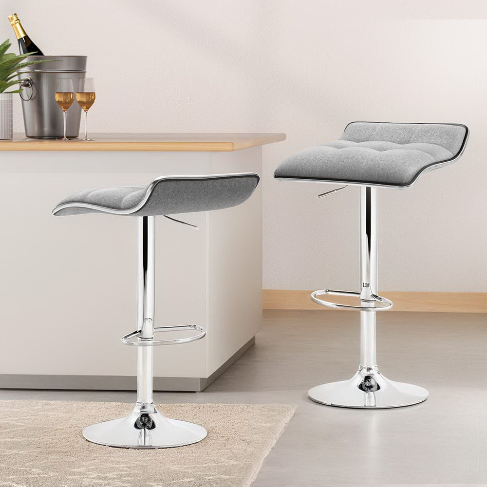 Artiss 4x Bar Stools Linen Padded Gas Lift-6