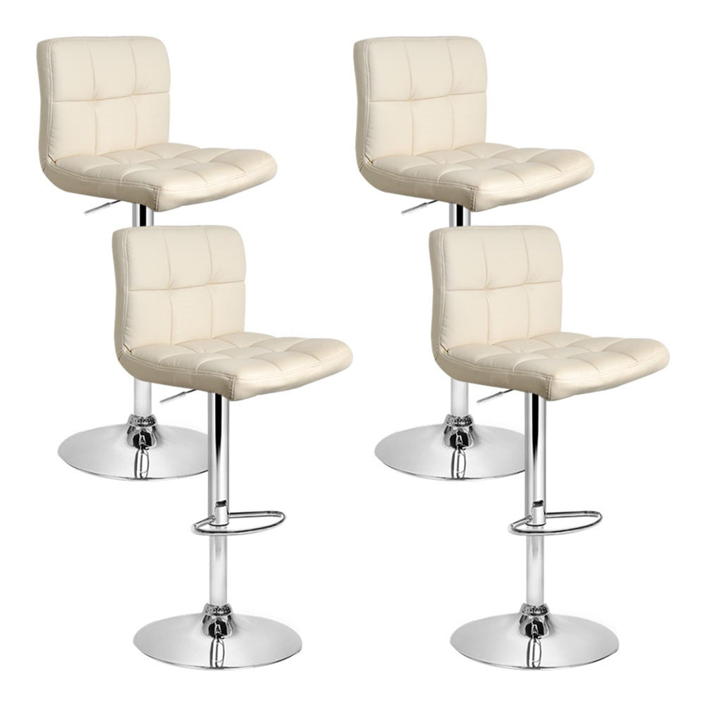 Artiss 4x Bar Stools Leather Gas Lift Beige-0