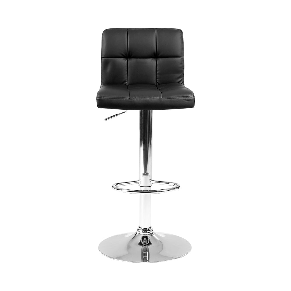 Artiss 2x Bar Stools Leather Gas Lift Black-2