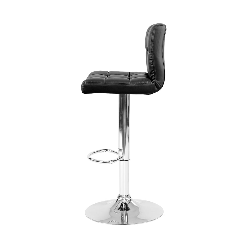 Artiss 2x Bar Stools Leather Gas Lift Black-3