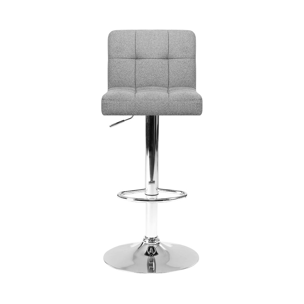 Artiss 2x Bar Stools Fabric Gas Lift Grey-2