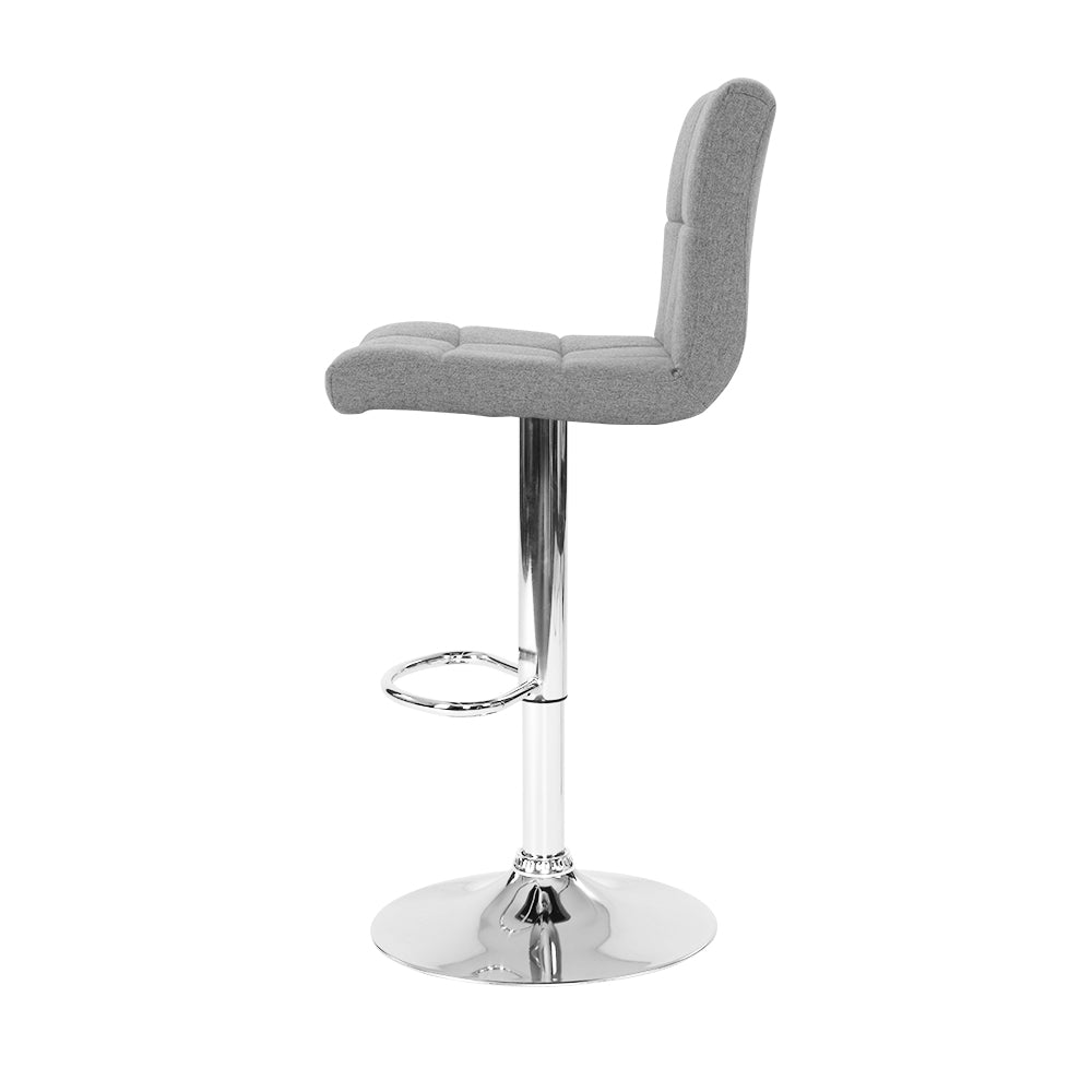 Artiss 2x Bar Stools Fabric Gas Lift Grey-3