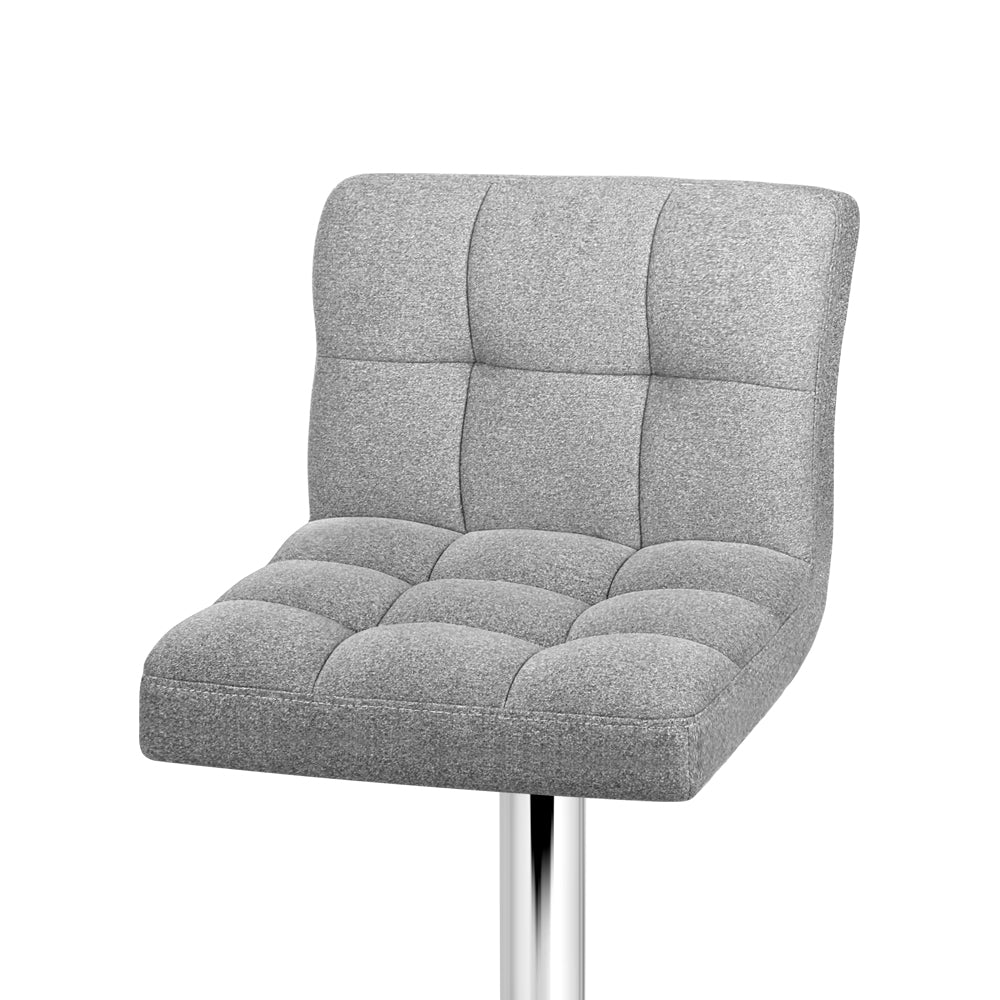 Artiss 2x Bar Stools Fabric Gas Lift Grey-4